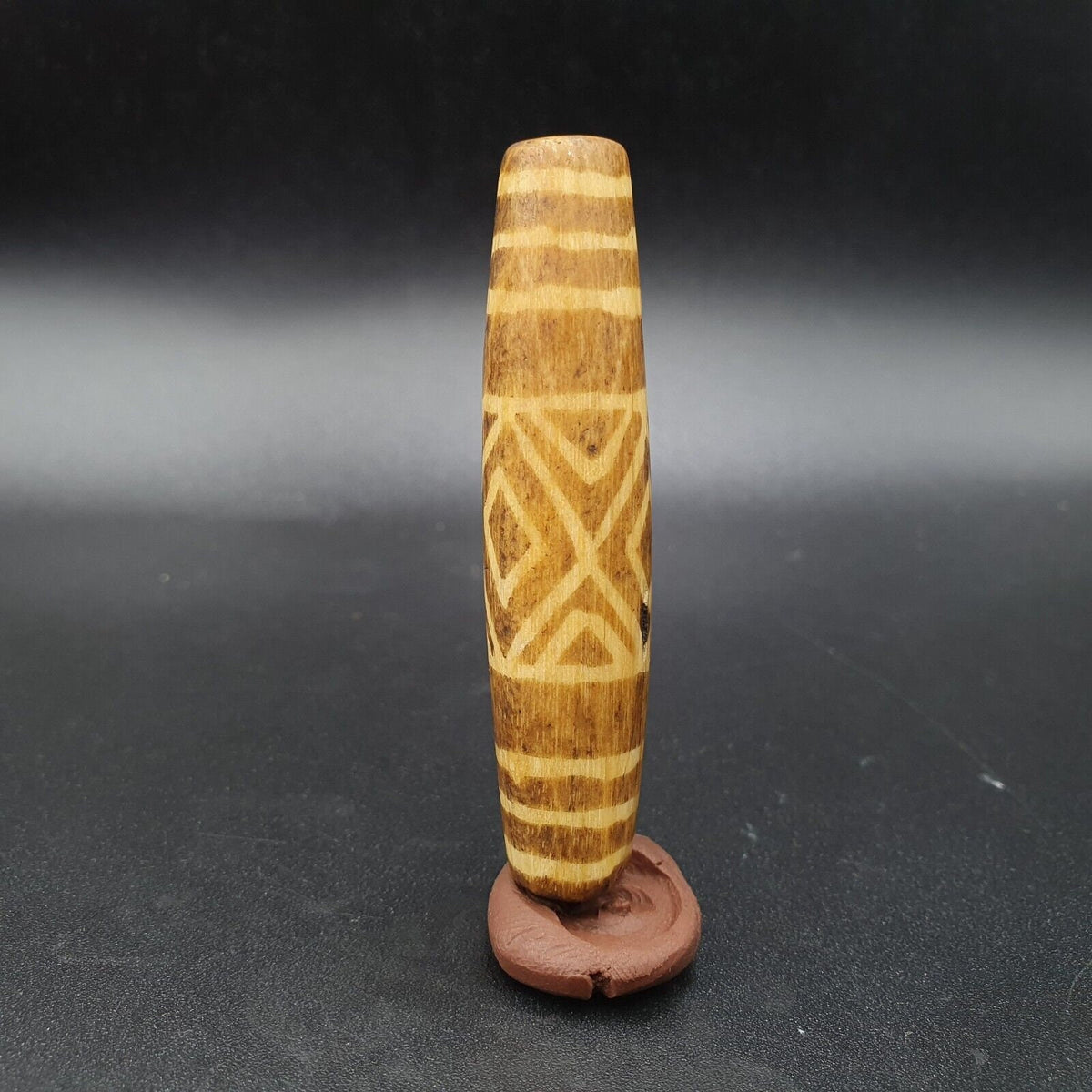 South Asian Burmese Old Pyu Tribal Pumtek Petrified Wood Stone Bead