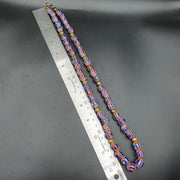 Vintage venetian style beads old blue glass chevron beads long strand necklace.