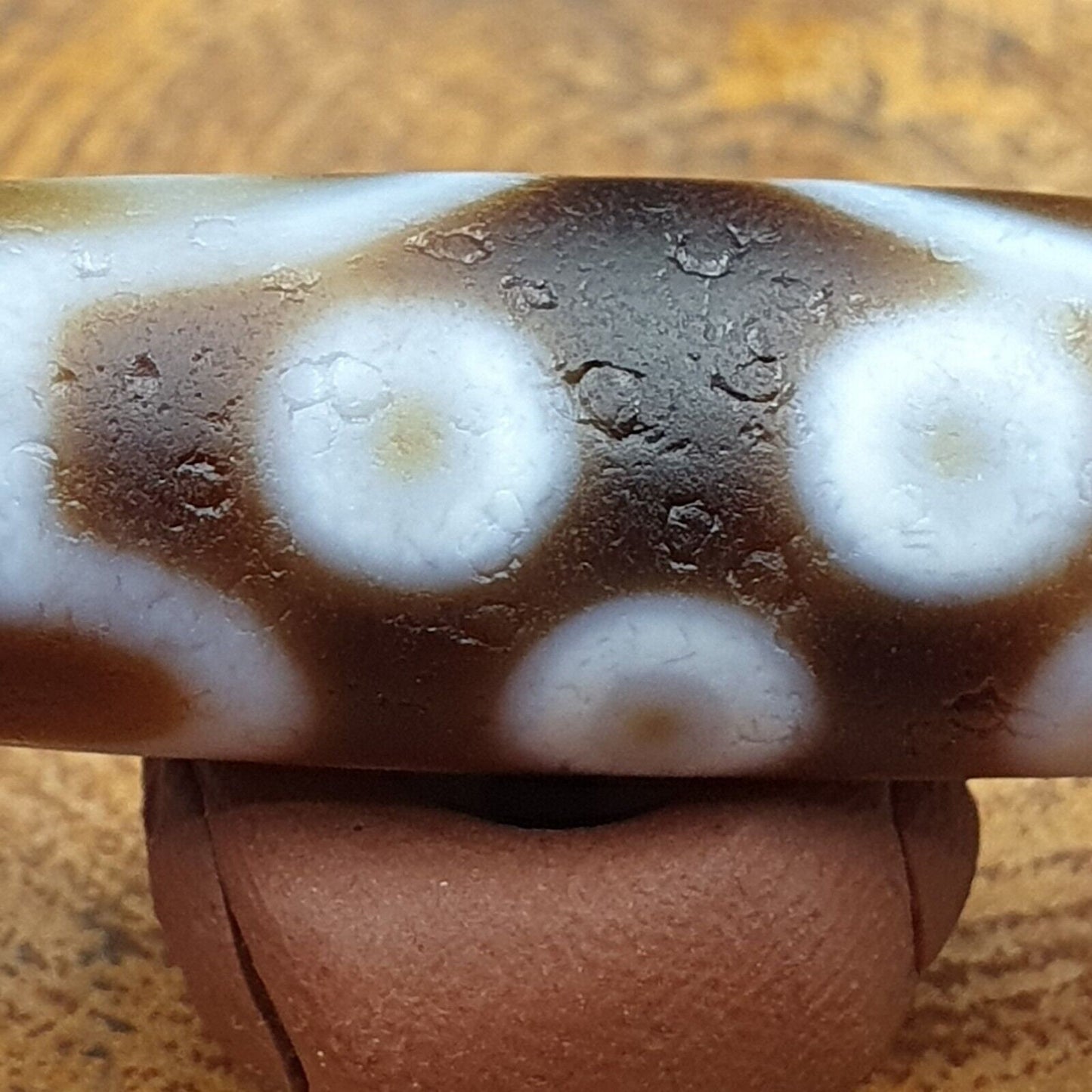Vintage old himalayan indo tibetan 7 eyes dzi amulet pendant bead b23