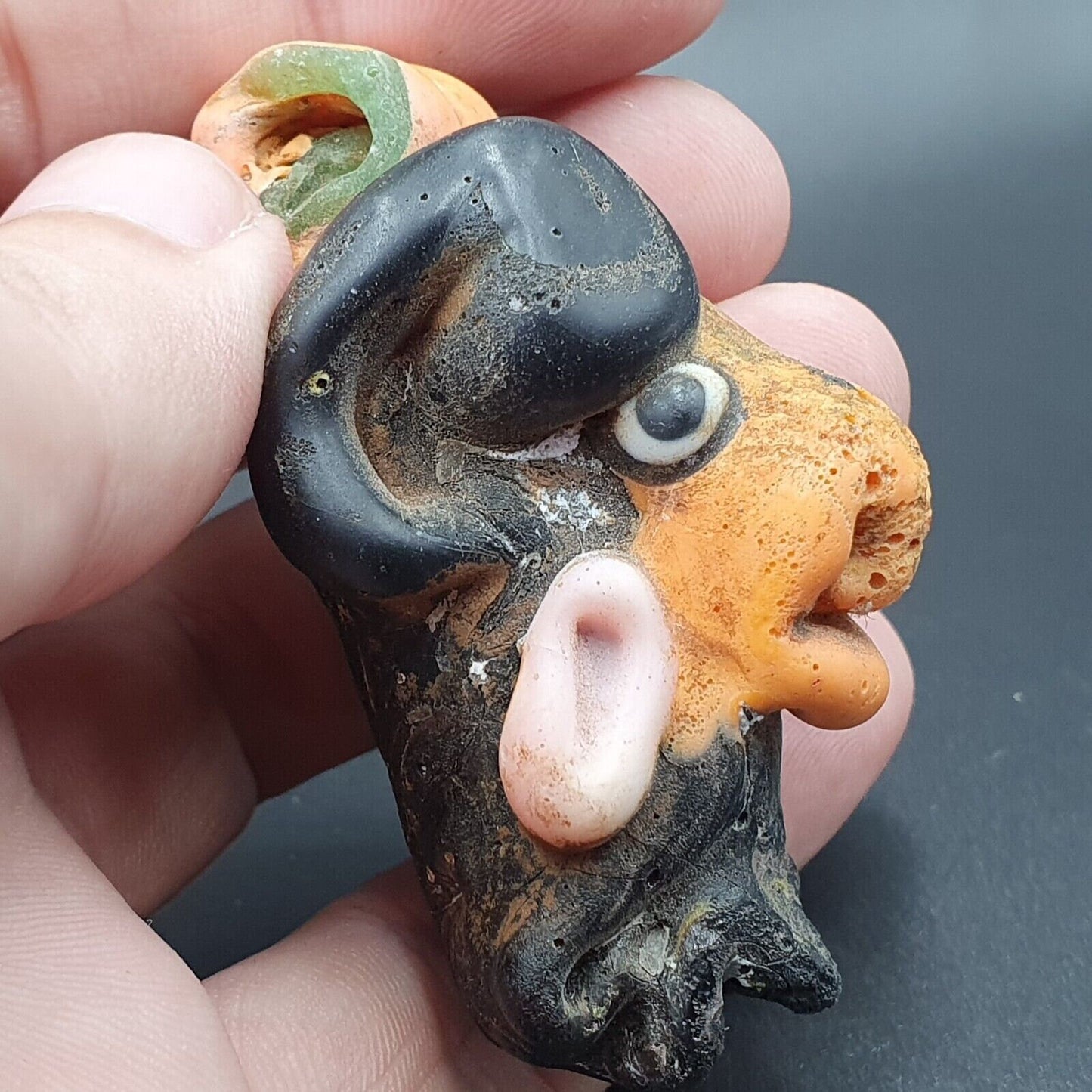 Large ancient mosaic glass sheep head bead pendantGift