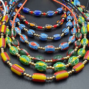 Lot 20: Vintage Venetian Chevron Bead Necklaces, Old African Style