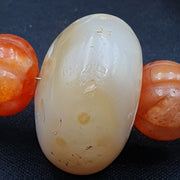 古董古代喜馬拉雅和非洲瑪瑙紅玉髓碧玉珠項鍊 Mala