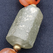 Antique ancient himalayan and african agate carnelian jasper beads necklace mala