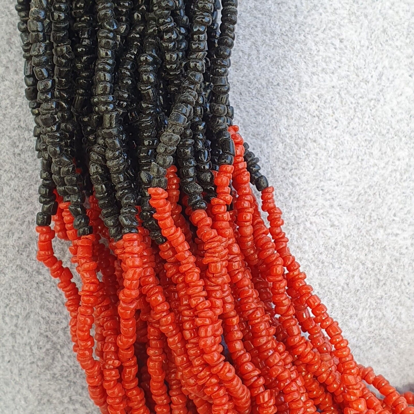 Vintage tiny black and red glass beads afghanistan tribal jewelry necklaceGift