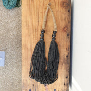Vintage tiny black glass beads afghanistan tribal jewelry necklace seed beads.