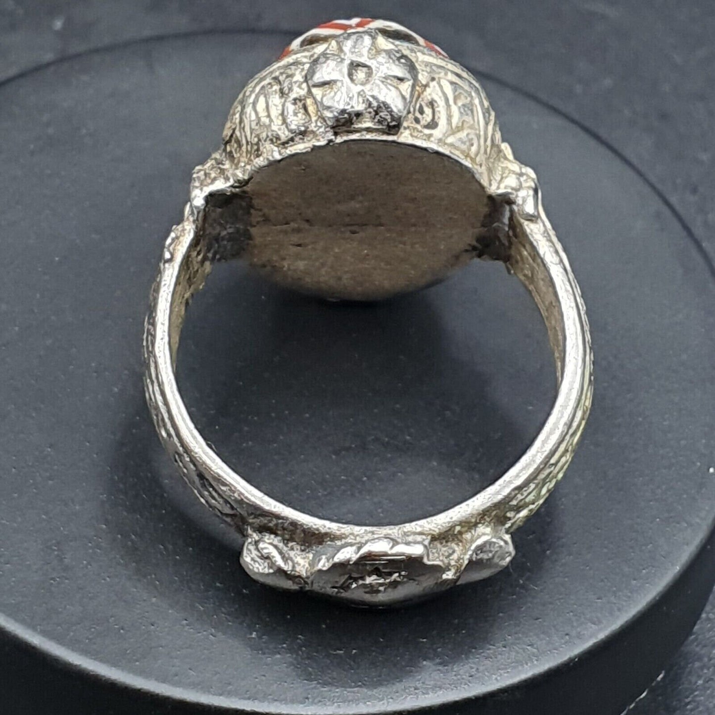 Vintage Chevron Glass Ring: Brass Band, Old Era
