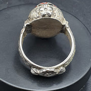 Vintage Chevron Glass Ring: Brass Band, Old Era