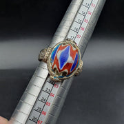 Vintage Chevron Glass Ring: Brass Band, Old Era