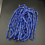 3 long strands vintage blue chevron beads venetian african style 13mmx6mm beads