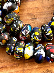Art deco venerano moretti mosaic glass beads big hole beads donuts.