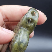 Antique stone  nephrite jade mysterious bird carving stone amulet bead  jd-5