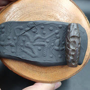 Indo-tibetische Schnitzerei Achat Auge Stein Perlenamulett Jagdbeute #10215