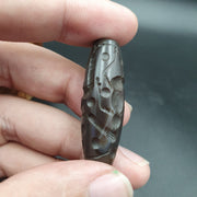 Indo-tibetische Schnitzerei Achat Auge Stein Perlenamulett Jagdbeute #10215