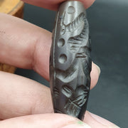 Indo tibetan carving agate eye stone bead amulet hunting prey  #10215