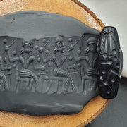 East Oasis Indo Tibetan Carved Agate Eye Stone Amulet Bead in Old Etched Agate