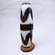Antique Tibetan black and white agate dzi amulet pendant bead – photo 3 of 5