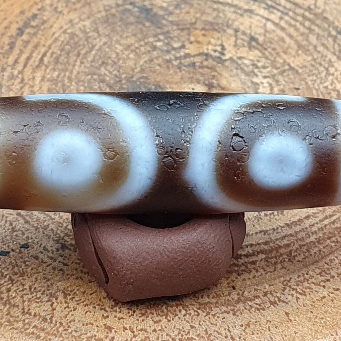 Vintage old himalayan indo tibetan 7 eyes dzi amulet pendant bead b23