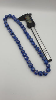 Vintage Floral Blue, Beaded Long Necklace | Glass Beads | 15-16mm Gabri Style Multicolor Full Strand
