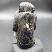 Large ancient mosaic glass animal sheep head bead pendant.
