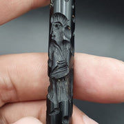Horse warriors antique ancient indo tibetan carving agate eyes stone bead amulet