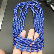 3 long strands vintage blue chevron beads venetian african style 13mmx6mm beads