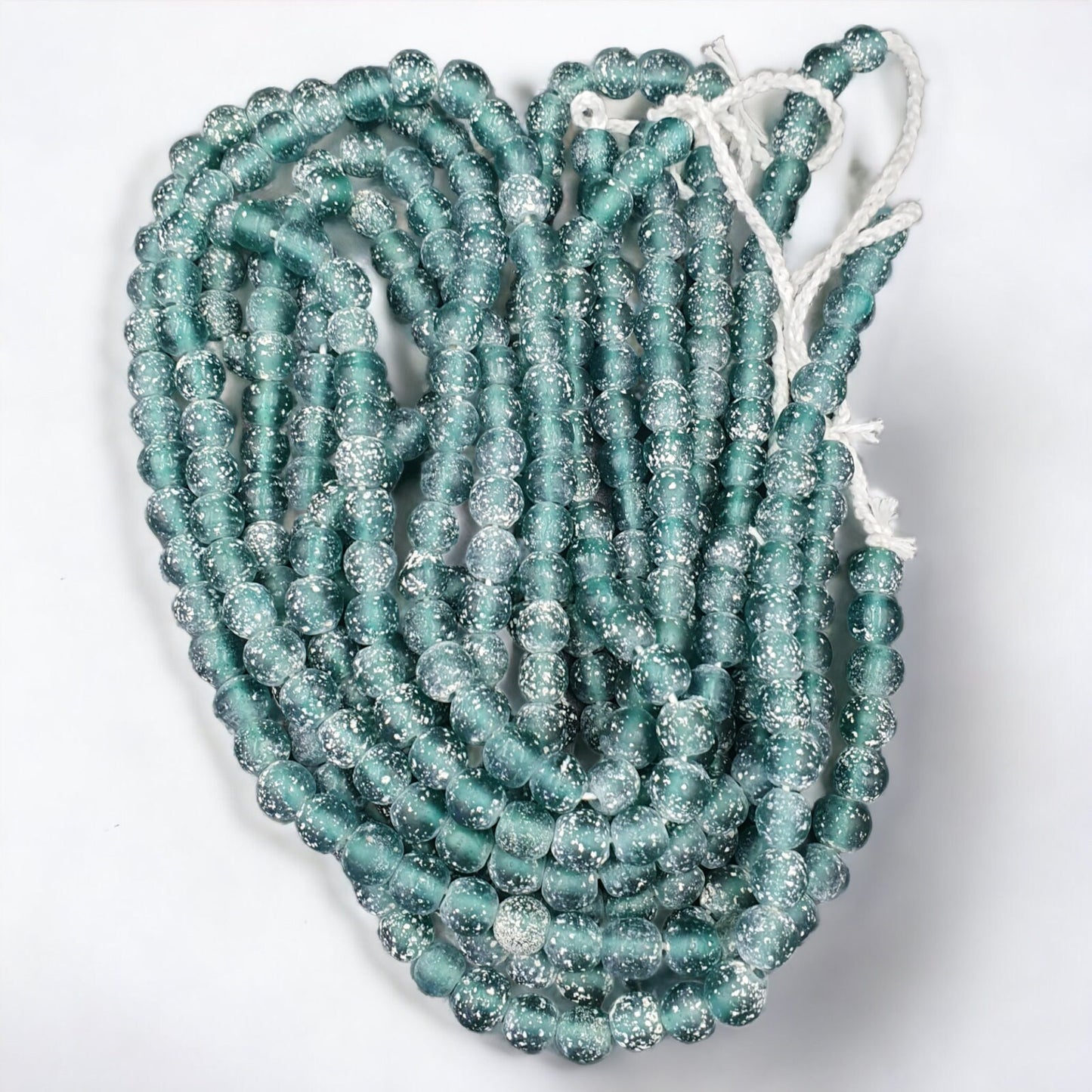 Old antique african style greenish blue glass vintage beads 24" strand 9-9.5mmGift