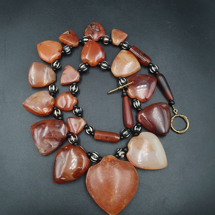 Antique 17 Agate Pendants African Carnelian Beads Amulet Pendant Necklace