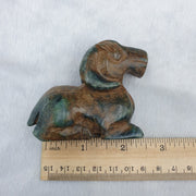 Antique Green Jade Sheep Amulet - Hand Carved Stone Bead