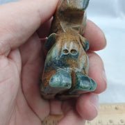 Antique Green Jade Sheep Amulet - Hand Carved Stone Bead
