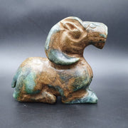 Antique Green Jade Sheep Amulet - Hand Carved Stone Bead