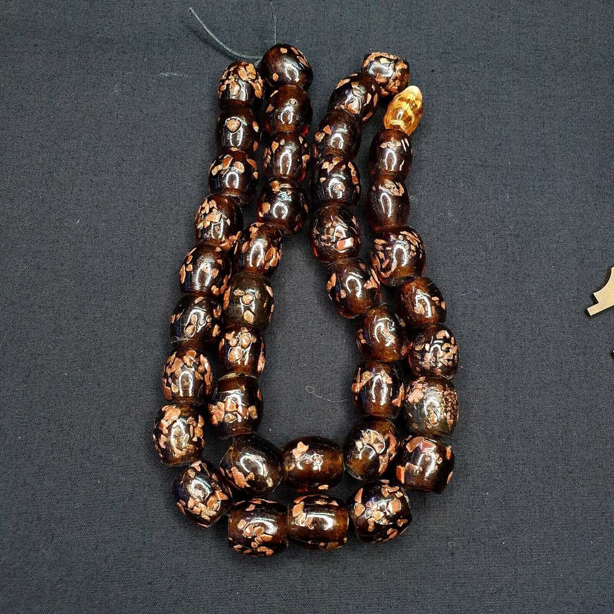 Vintage glass beads aventurine brown fancy trade beads 15x15mmGift