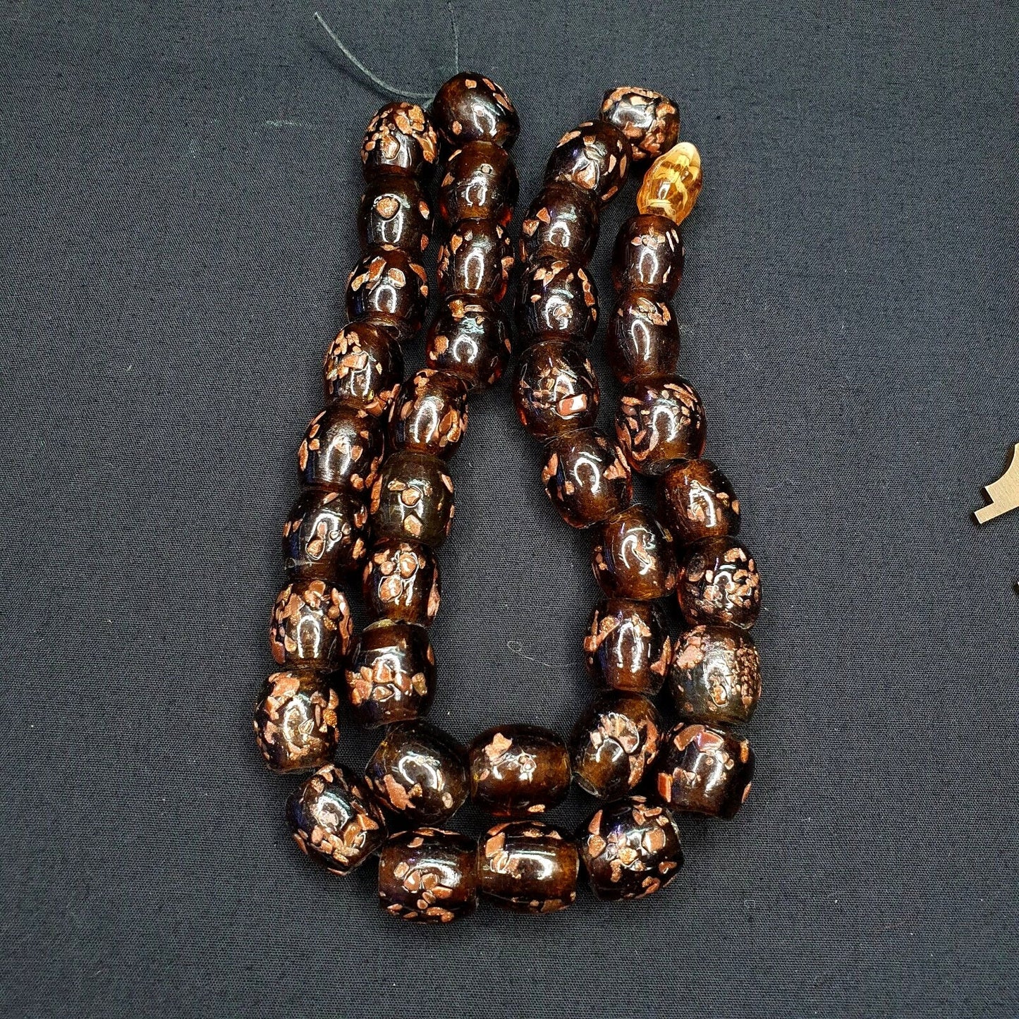 Vintage glass beads aventurine brown fancy trade beads 15x15mmGift