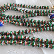 Antique venetian inspired green chevron beads long strand necklace 24inch