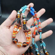 Vintage handcrafted old glass beads necklace.