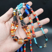 Vintage handcrafted old glass beads necklace.