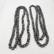 Lot 2 old tibetan carving yak bone necklace tribal decorated beads strands #b7