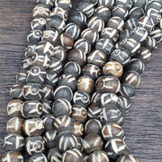 Lot 2 old tibetan carving yak bone necklace tribal decorated beads strands #b5