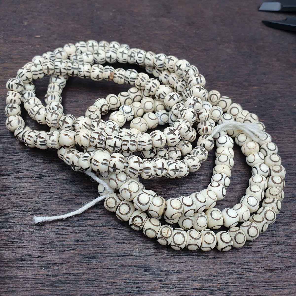 Lot 2 Old Tibetan Chinese Carved Necklace Tribal Decorated Beads Strands #b11