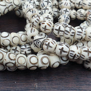 Lot 2 old tibetan chinese carved necklace tribal decorated beads strands #b11