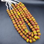 Vintage Glass Traded, Beaded Long Necklace | Zebra Print Beads | 35 Count, 17Mm Multicolor Strand