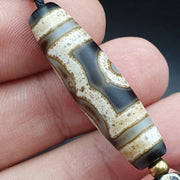 Vintage antique agate 3 eye bead tibet himalayan dzi pendant necklace