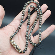 Vintage antique agate 3 eye bead tibet himalayan dzi pendant necklace