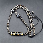 Vintage antique agate 4 eye bead tibet himalayan dzi pendant necklace