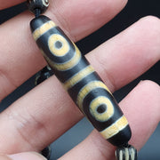 Vintage antique agate 4 eye bead tibet himalayan dzi pendant necklace
