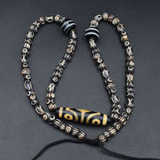 Vintage antique agate 4 eye bead tibet himalayan dzi pendant necklace