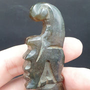 Antique stone green jade mystic animal carving stone pendent amulet  jd-20
