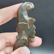 Antique stone green jade mystic animal carving stone pendent amulet  jd-20