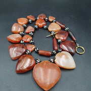 Antike 17 Achat-Anhänger, afrikanische Karneol-Perlen, Amulett-Anhänger-Halskette