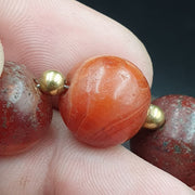 Antique old himalayan indo tibetan carnelian agate beads necklace nl-8