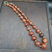 Nl-8 antique old himalayan indo tibetan carnelian agate beads necklace